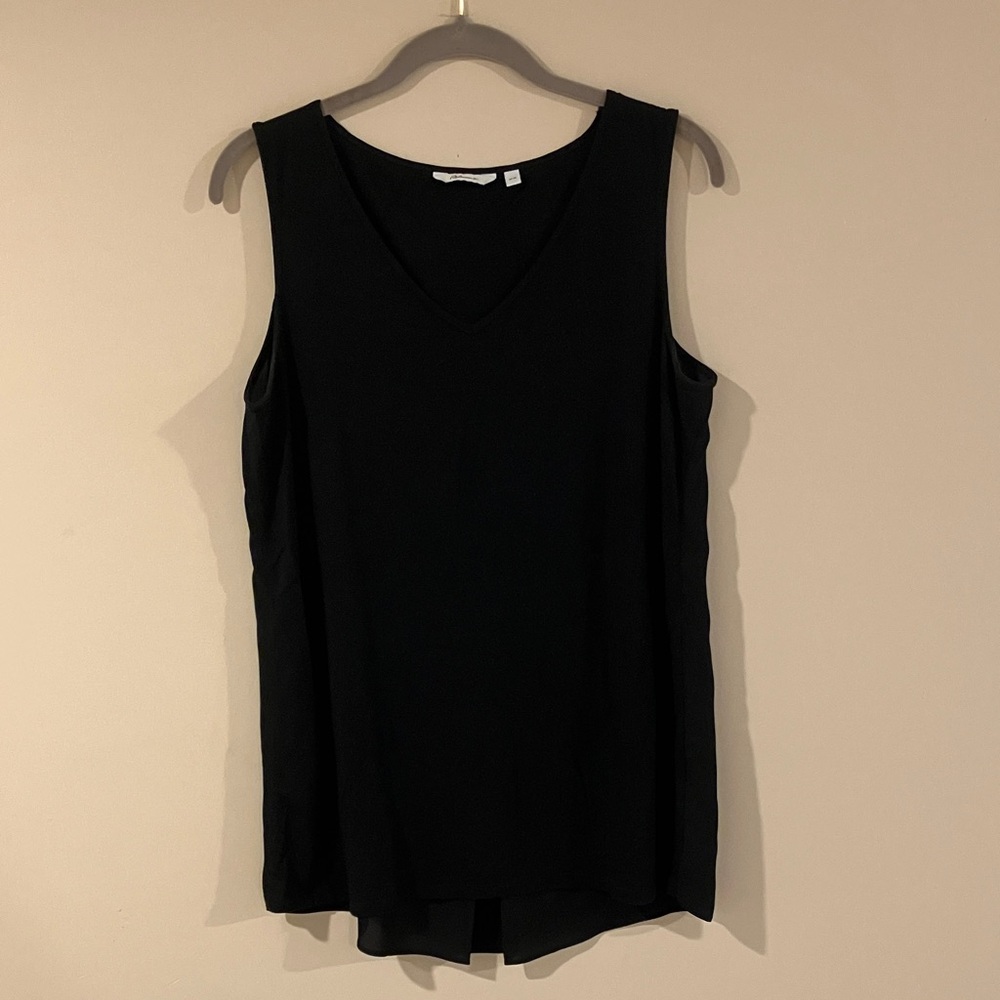 Reitmans Classic Black Sleeveless Top with Soft Stretchy Front and Blouse Back